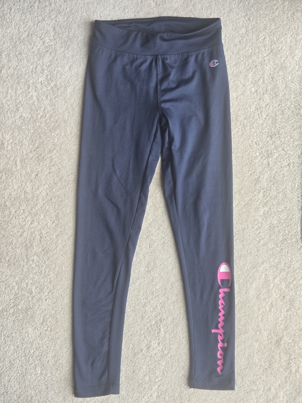 Champion Girls' Navy Leggings with Pink Logo